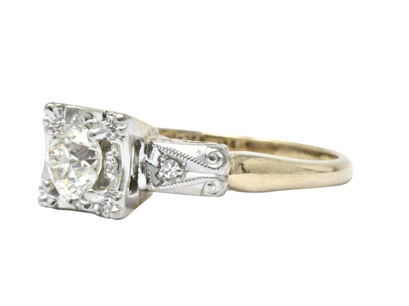 Retro 0.55 CTW Diamond Platinum-Topped 14 Karat Gold Engagement Ring Wilson's Estate Jewelry