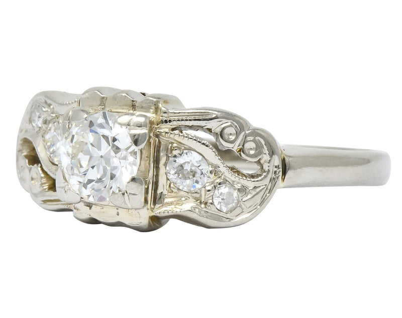 Retro 0.65 CTW Diamond 14 Karat White Gold Engagement Ring - Wilson's Estate Jewelry