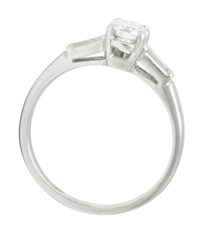Retro 0.65 CTW Diamond Platinum Three Stone Engagement Ring Wilson's Estate Jewelry