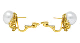 Retro 0.76 CTW Diamond Cultured South Sea Pearl 18 Karat Gold Earrings - Wilson's Estate Jewelry