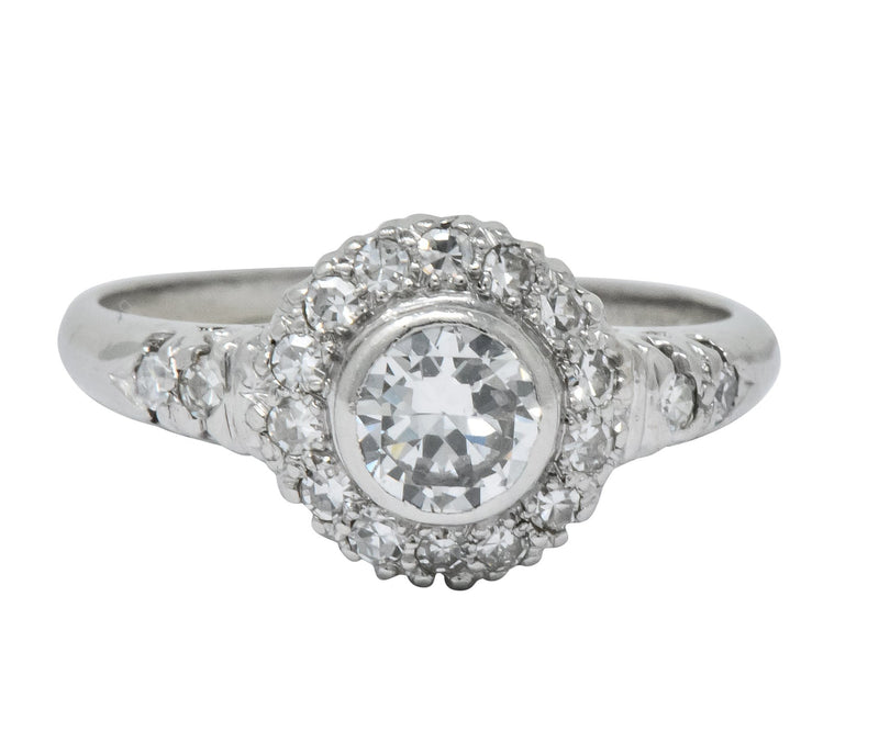 Retro 0.80 CTW Diamond Platinum Cluster Engagement Ring - Wilson's Estate Jewelry