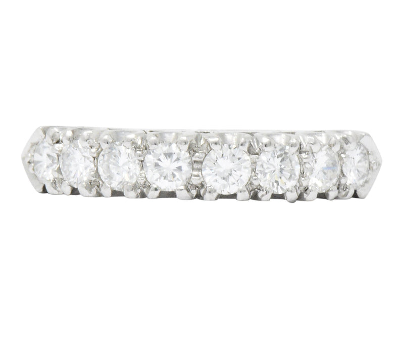 Retro 0.85 CTW Diamond Platinum Anniversary Stackable Band Ring Wilson's Estate Jewelry
