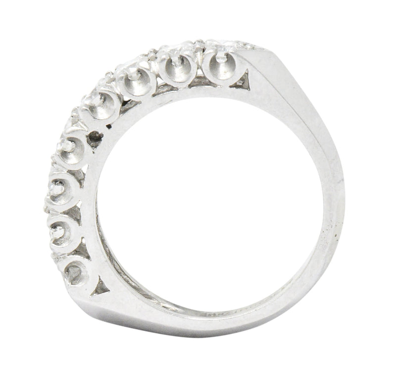 Retro 0.85 CTW Diamond Platinum Anniversary Stackable Band Ring Wilson's Estate Jewelry