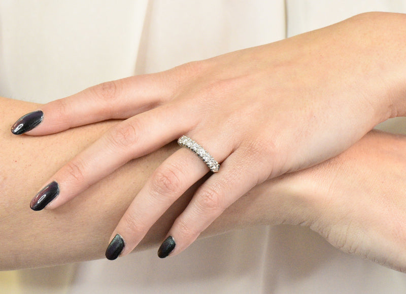 Retro 0.85 CTW Diamond Platinum Anniversary Stackable Band Ring Wilson's Estate Jewelry