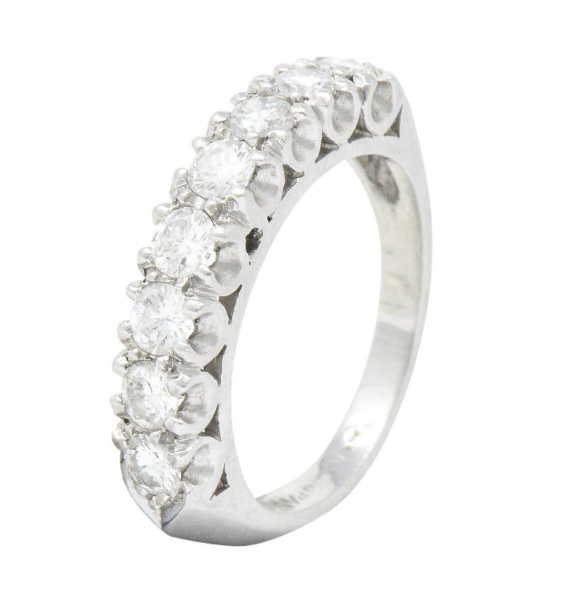 Retro 0.85 CTW Diamond Platinum Anniversary Stackable Band Ring Wilson's Estate Jewelry
