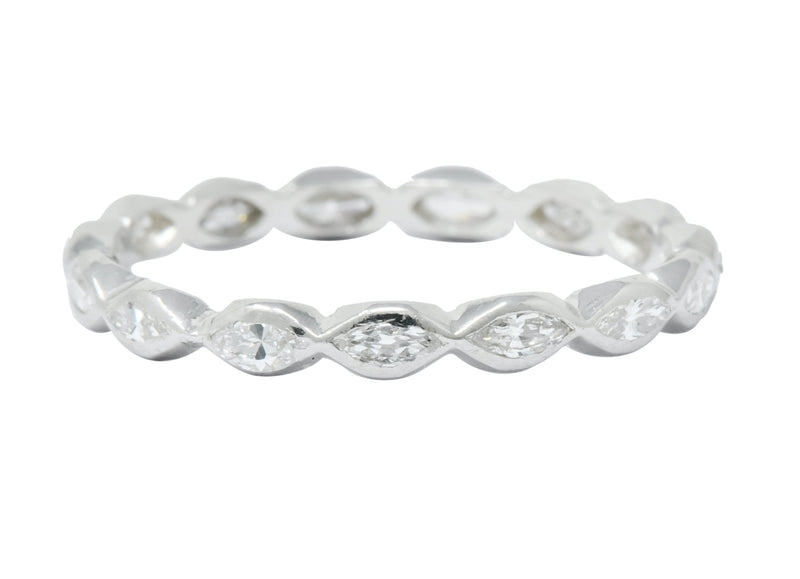 Retro 0.85 CTW Marquise Diamond Platinum Eternity Band Ring - Wilson's Estate Jewelry