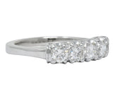 Retro 0.90 CTW Diamond Platinum Anniversary 5 Stone Band Ring Wilson's Antique & Estate Jewelry