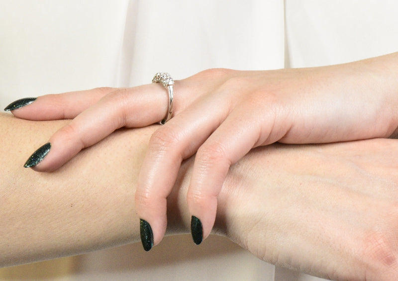 Retro 0.90 CTW Diamond Platinum Anniversary 5 Stone Band Ring Wilson's Antique & Estate Jewelry