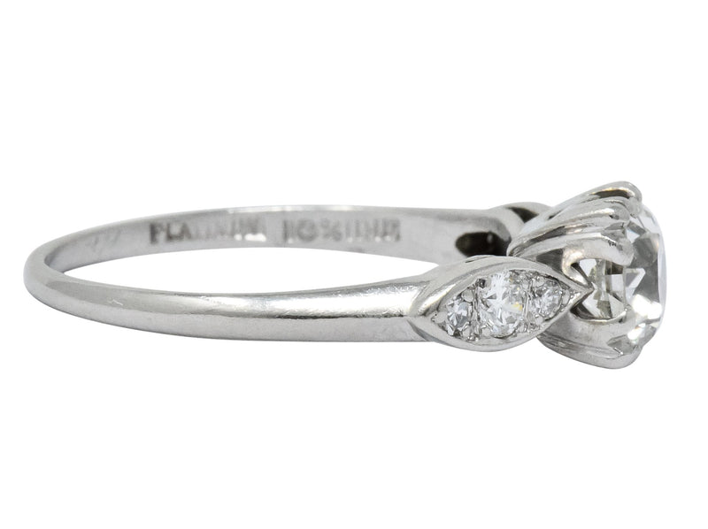 Retro 0.90 CTW Old European Cut Diamond Platinum Engagement Ring - Wilson's Estate Jewelry