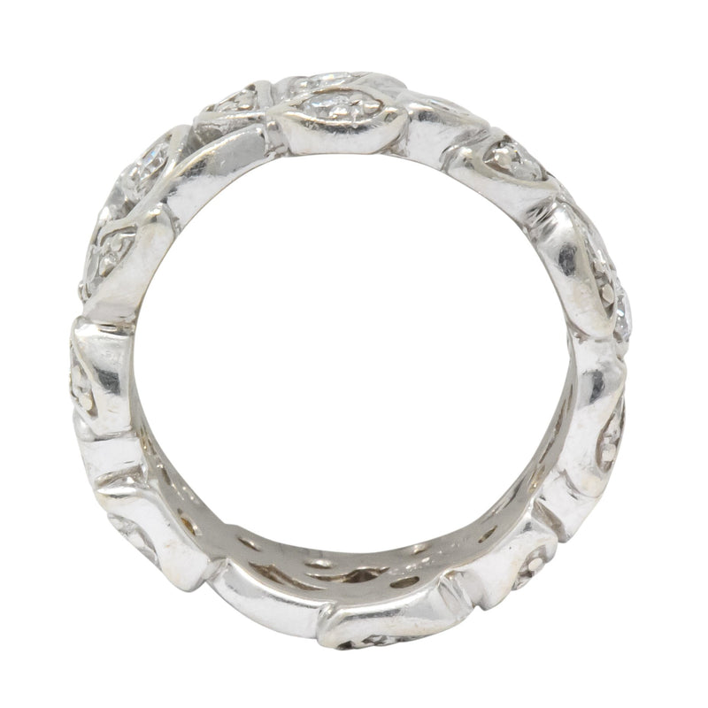 Retro 0.95 CTW Diamond 14 Karat White Gold Band Ring - Wilson's Estate Jewelry