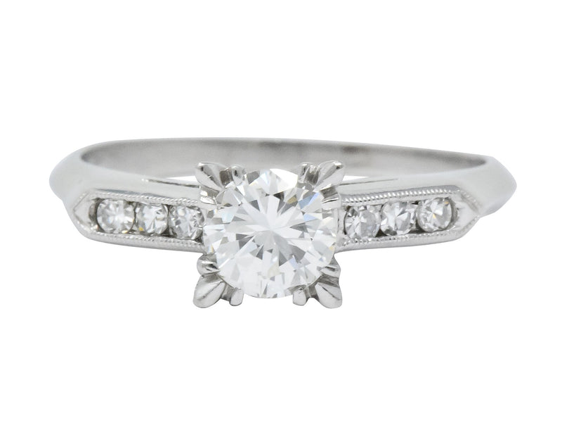 Retro 1.08 CTW Round Brilliant Cut Diamond Platinum Engagement Ring - Wilson's Estate Jewelry