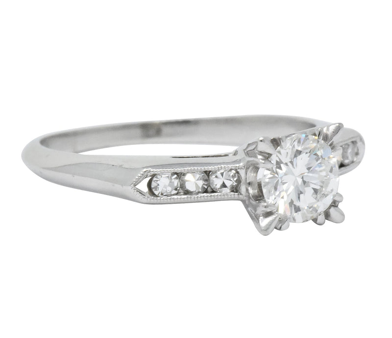 Retro 1.08 CTW Round Brilliant Cut Diamond Platinum Engagement Ring - Wilson's Estate Jewelry