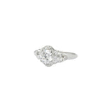 Retro 1.10 CTW Diamond Platinum Engagement Ring Circa 1940's Wilson's Estate Jewelry