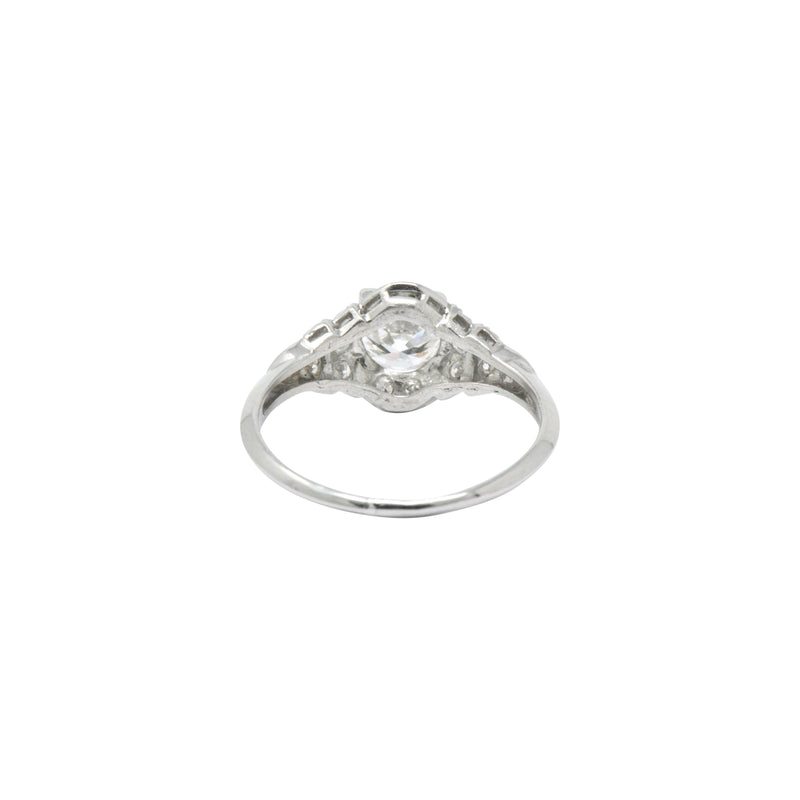 Retro 1.10 CTW Diamond Platinum Engagement Ring Circa 1940's Wilson's Estate Jewelry