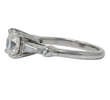 Retro 1.47 CTW Diamond Platinum Engagement Ring GIA - Wilson's Estate Jewelry