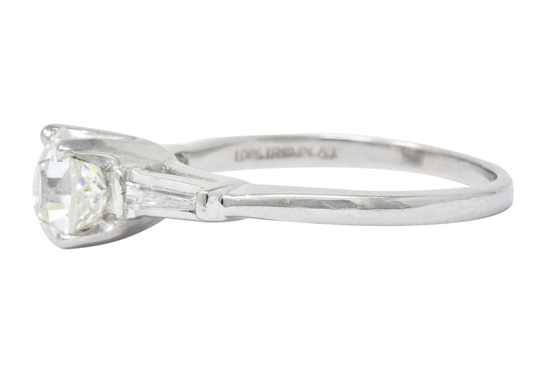 Retro 1.66 CTW Old European Diamond Platinum Engagement Ring GIA ...