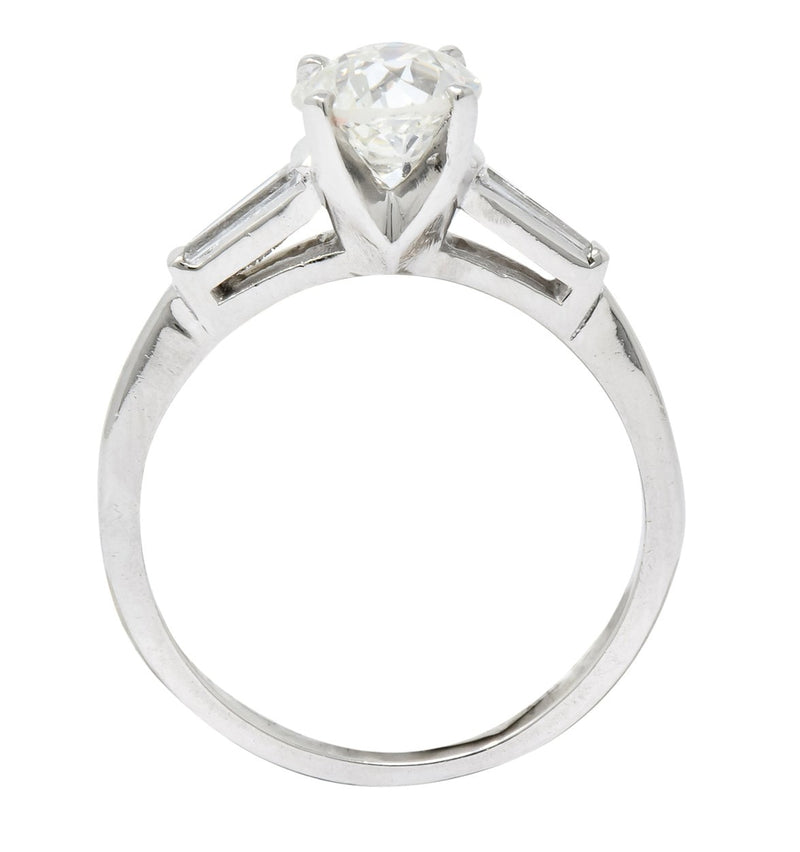 Retro 1.66 CTW Old European Diamond Platinum Engagement Ring GIA ...