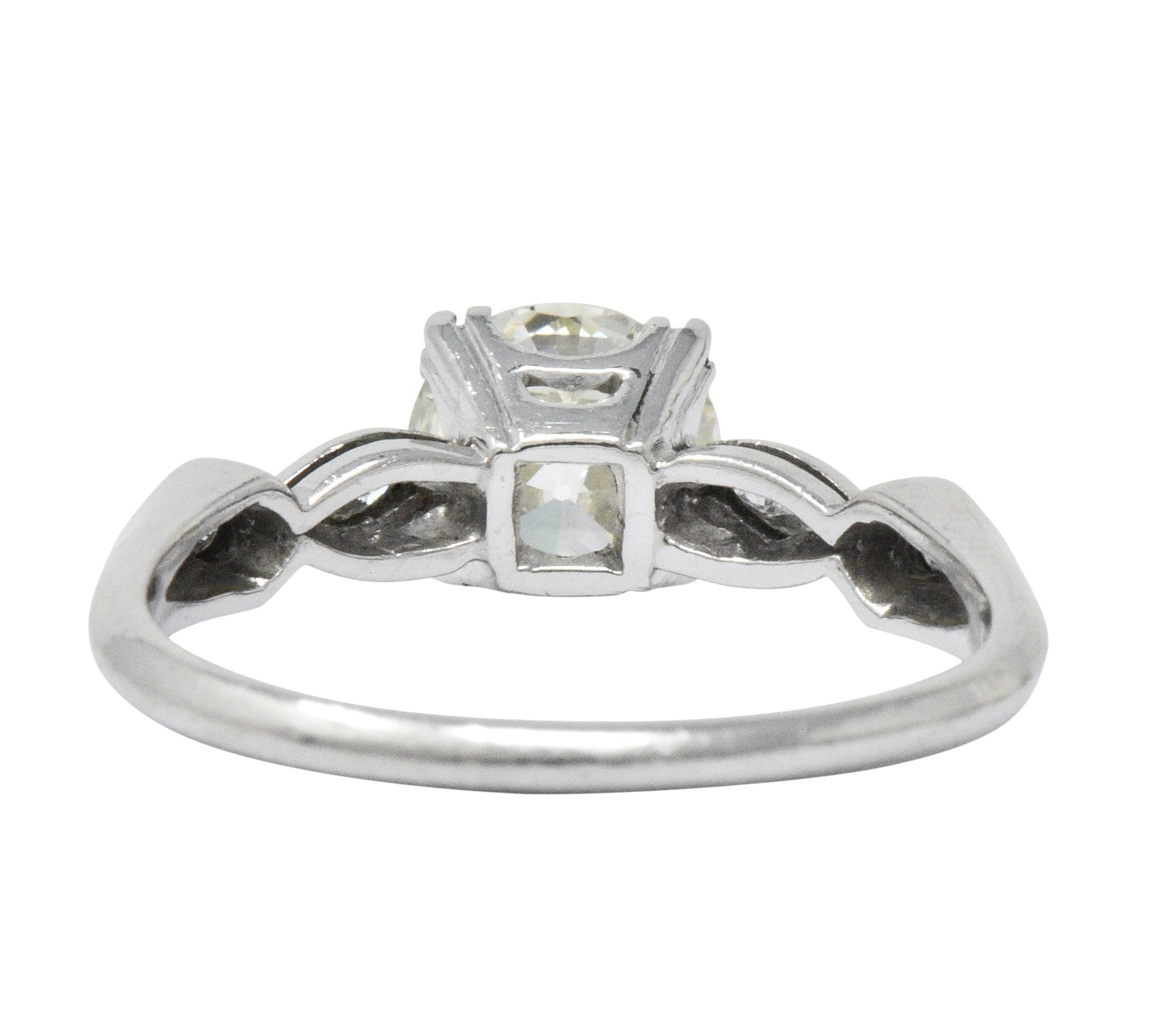 Retro 1.69 CTW Diamond Platinum Geometric Engagement Ring GIA Wilson's Estate Jewelry