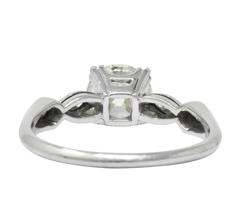 Retro 1.69 CTW Diamond Platinum Geometric Engagement Ring GIA Wilson's Estate Jewelry