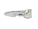 Retro 1.69 CTW Diamond Platinum Geometric Engagement Ring GIA Wilson's Estate Jewelry