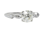 Retro 1.69 CTW Diamond Platinum Geometric Engagement Ring GIA Wilson's Estate Jewelry
