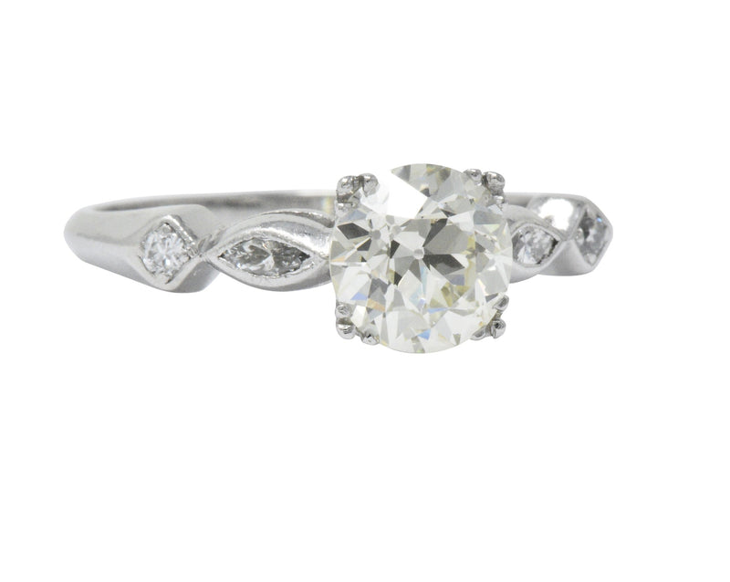 Retro 1.69 CTW Diamond Platinum Geometric Engagement Ring GIA Wilson's Estate Jewelry
