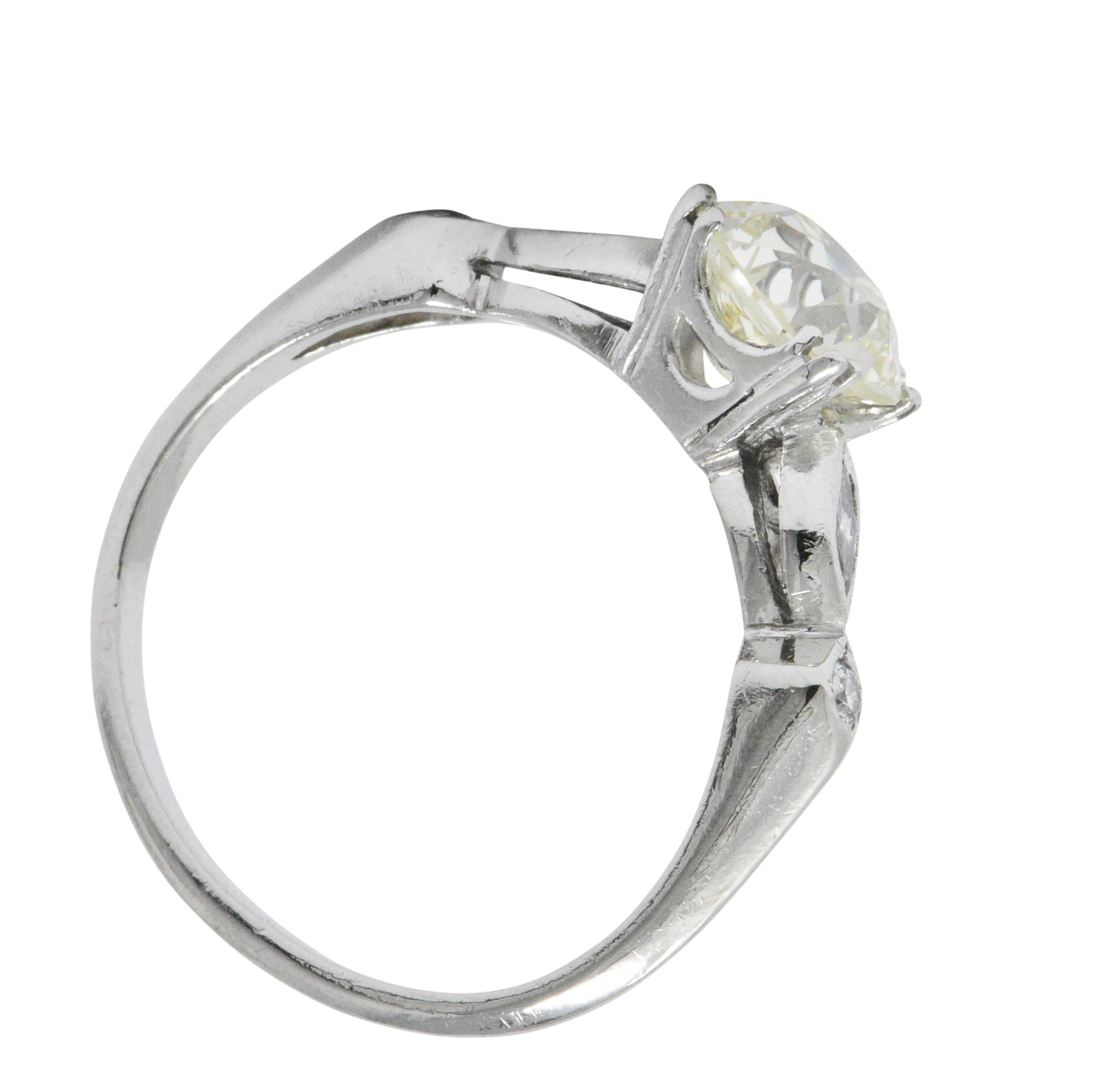 Retro 1.69 CTW Diamond Platinum Geometric Engagement Ring GIA Wilson's Estate Jewelry