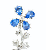 Retro 11.52 CTW Diamond Sapphire Platinum Articulated Flower Earrings - Wilson's Estate Jewelry