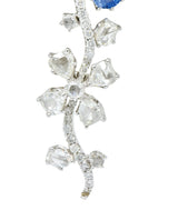 Retro 11.52 CTW Diamond Sapphire Platinum Articulated Flower Earrings - Wilson's Estate Jewelry