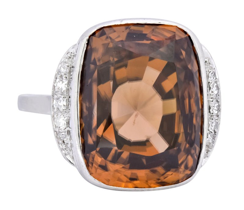 Retro 12.08 CTW Zircon Diamond Platinum-Topped 14 Karat White Gold Ring 1940's - Wilson's Estate Jewelry