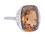 Retro 12.08 CTW Zircon Diamond Platinum-Topped 14 Karat White Gold Ring 1940's - Wilson's Estate Jewelry