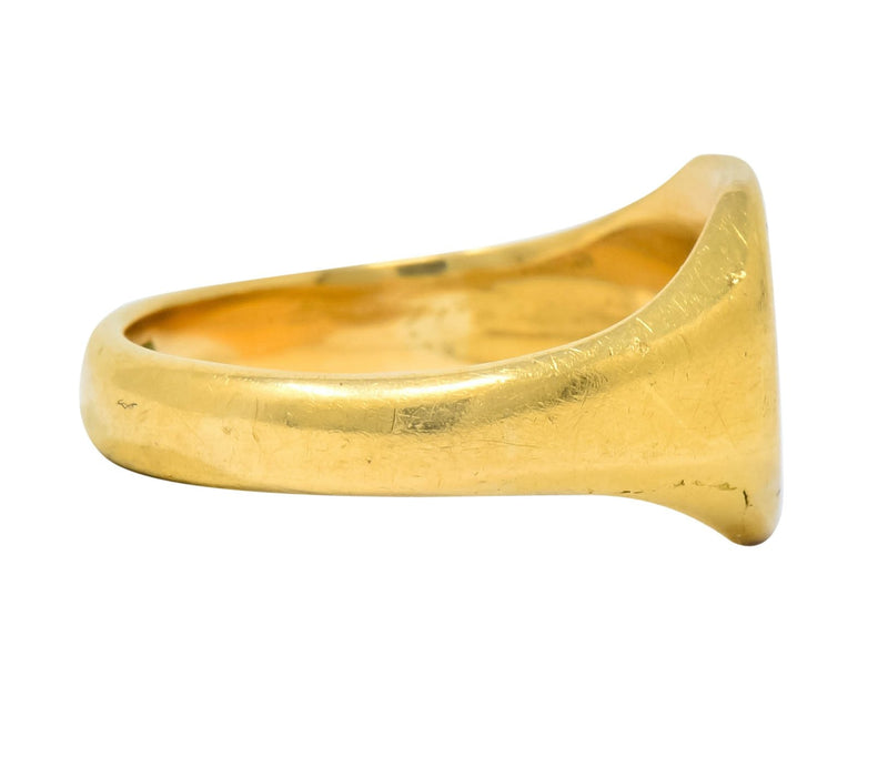 Retro 1938 Enamel 18 Karat Gold Ladybug Signet Pinky Ring - Wilson's Estate Jewelry
