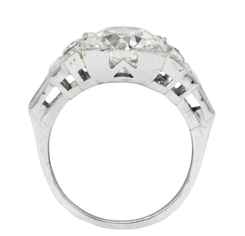 Retro 1940's 3.29 CTW Old European Diamond Platinum Engagement Ring GIA - Wilson's Estate Jewelry