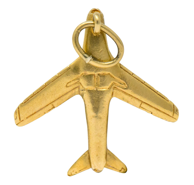 Retro 1950's 14 Karat Gold U.S. Air Force Fighter Plane Airplane Charm - Wilson's Estate Jewelry