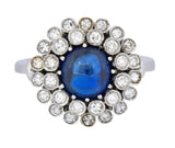 1950's Mid-Century 2.66 CTW No Heat Sapphire Diamond 18 Karat Gold Cluster Ring AGL - Wilson's Estate Jewelry
