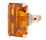 Retro 1950’s Citrine Diamond 14 Karat Gold Statement Cocktail Ring - Wilson's Estate Jewelry