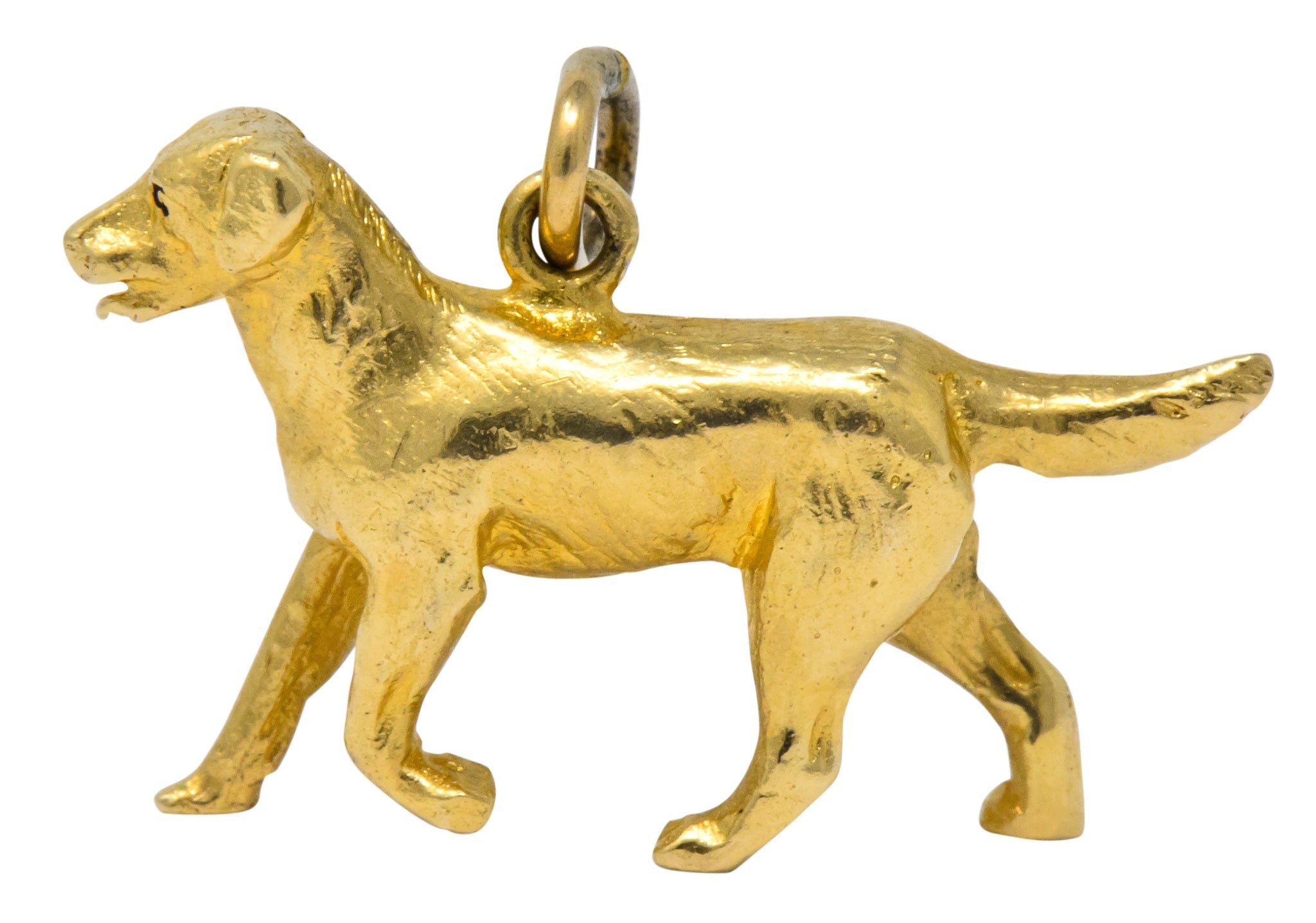 Retro 1950's Enamel 14 Karat Gold Realistic Dog Charm - Wilson's Estate Jewelry