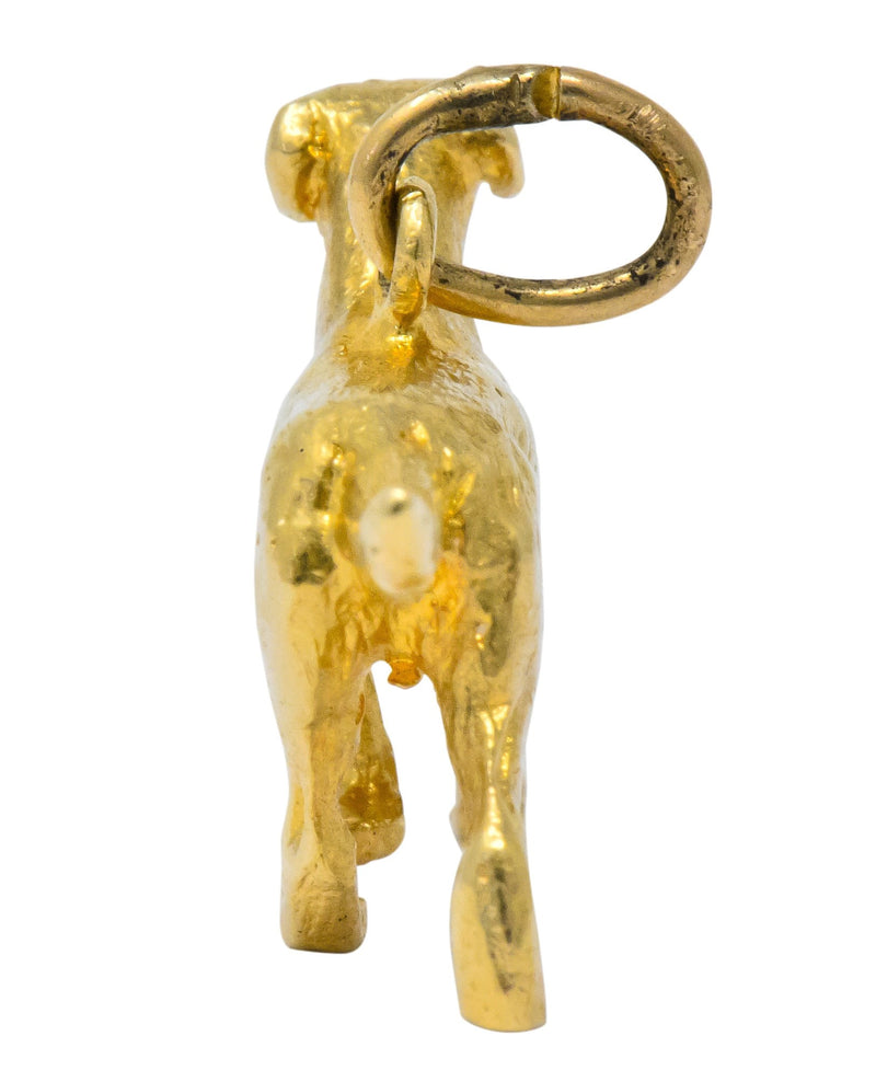 Retro 1950's Enamel 14 Karat Gold Realistic Dog Charm - Wilson's Estate Jewelry