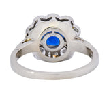 Retro 2.09 CTW No Heat Sapphire Diamond 14 Karat White Gold Cluster Ring GIA - Wilson's Estate Jewelry
