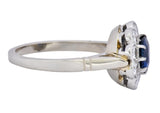 Retro 2.09 CTW No Heat Sapphire Diamond 14 Karat White Gold Cluster Ring GIA - Wilson's Estate Jewelry