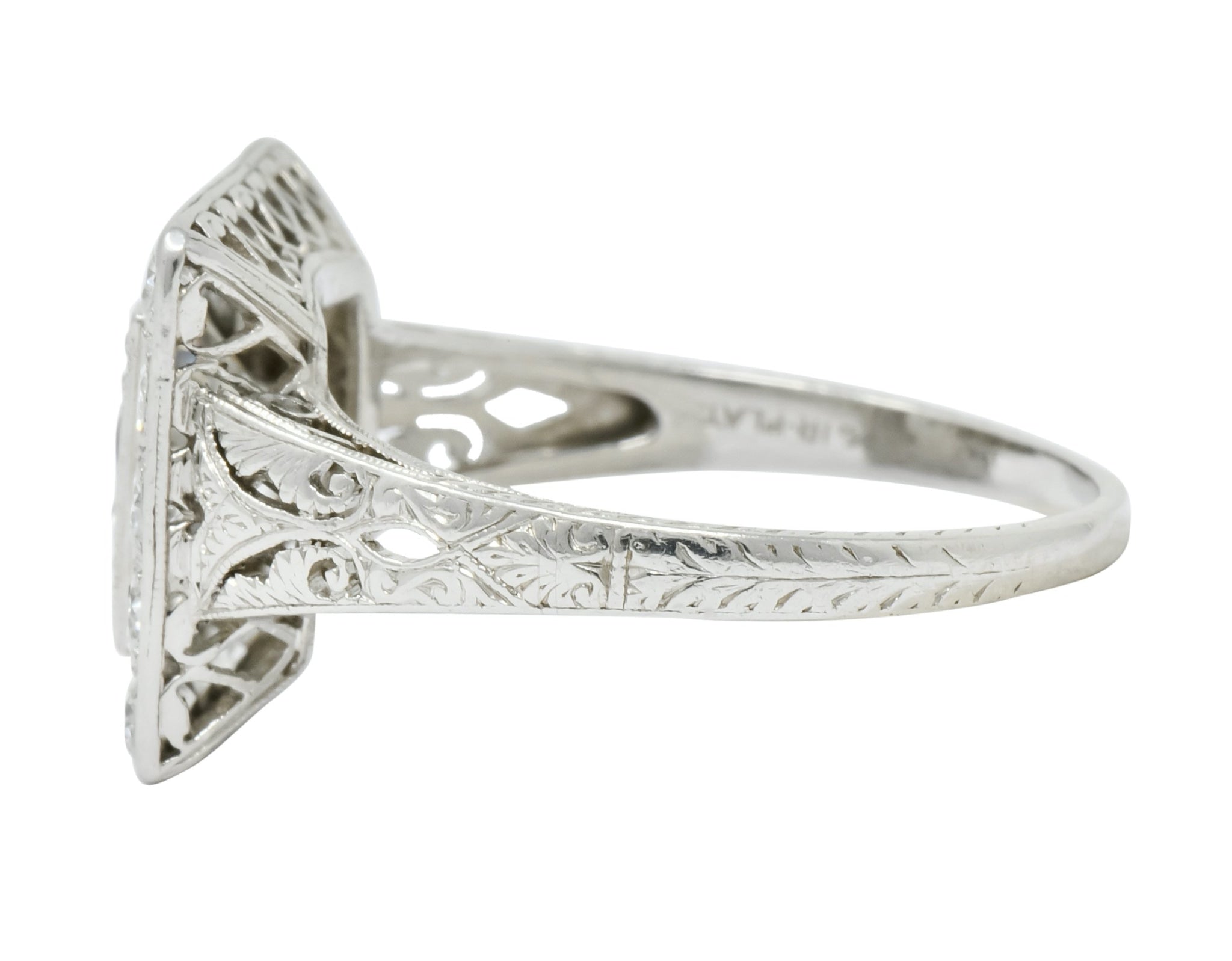 Retro 2.14 CTW Diamond Platinum Square Halo Engagement Ring Circa 1940 - Wilson's Estate Jewelry