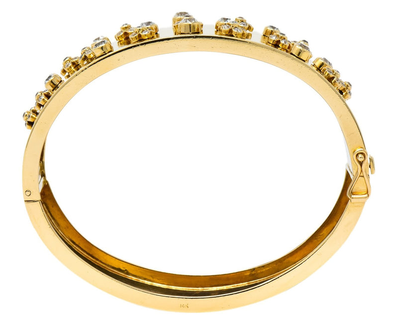 Retro 2.28 CTW Diamond 14 Karat Yellow Gold Bangle 1940's Bracelet - Wilson's Estate Jewelry