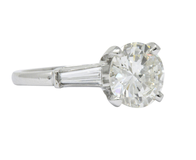 Retro 2.71 CTW Diamond Platinum Engagement Ring GIA Wilson's Estate Jewelry