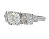 Retro 2.89 CTW Diamond Platinum Engagement Ring GIA - Wilson's Estate Jewelry