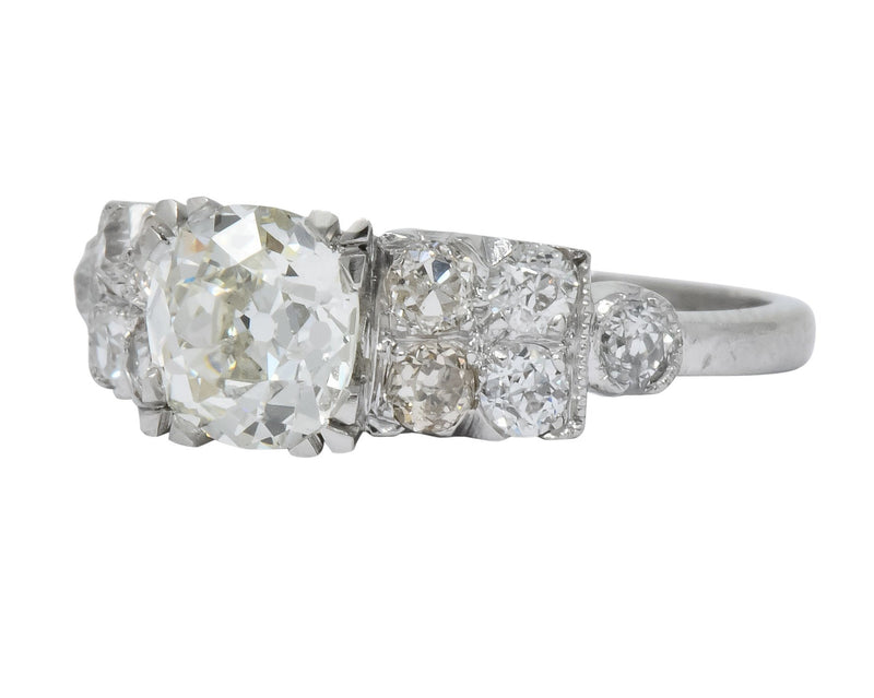 Retro 2.89 CTW Diamond Platinum Engagement Ring GIA - Wilson's Estate Jewelry