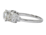 Retro 2.89 CTW Diamond Platinum Engagement Ring GIA - Wilson's Estate Jewelry
