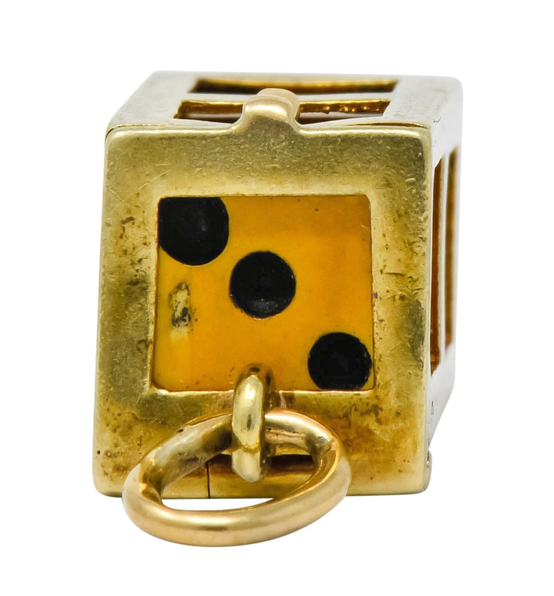 Retro Bakelite 14 Karat Gold Removable Lucky Dice Charm - Wilson's Estate Jewelry
