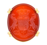 Retro Carnelian Intaglio 18 Karat Gold Deo Regi Patria Unisex Ring - Wilson's Estate Jewelry