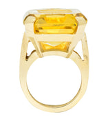Retro Citrine Intaglio 14 Karat Gold Statement Ring - Wilson's Estate Jewelry