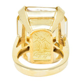 Retro Citrine Intaglio 14 Karat Gold Statement Ring - Wilson's Estate Jewelry